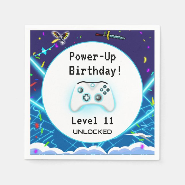 Epic Gamer Happy 11 Geburtstag Einladend Critical  Serviette (Vorderseite)