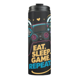 Epic Gaming Gear. Essen. Schlafen. Spiel. Wieder v Thermosbecher