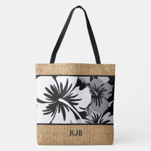 Epic Hibiskus Hawaiian Floral Monogram Beach Bag Tasche