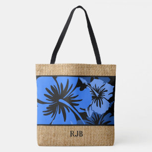 Epic Hibiskus Hawaiian Floral Monogram Beach Bag Tasche