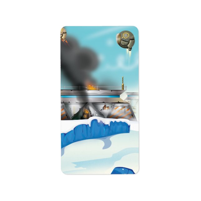 Epic Ice Planet Space Battle Adressaufkleber (Vorne)