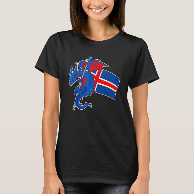Epic Icelander Dragon Proud Iceland Flag T-Shirt (Vorderseite)