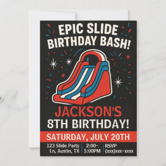 Epic Inflatable Slide Birthday Party Invitation