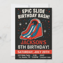 Epic Inflatable Slide Birthday Party Invitation Einladung