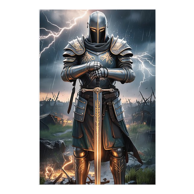 Epic Knight Warrior Digital Poster Mittelalterlich (Vorne)