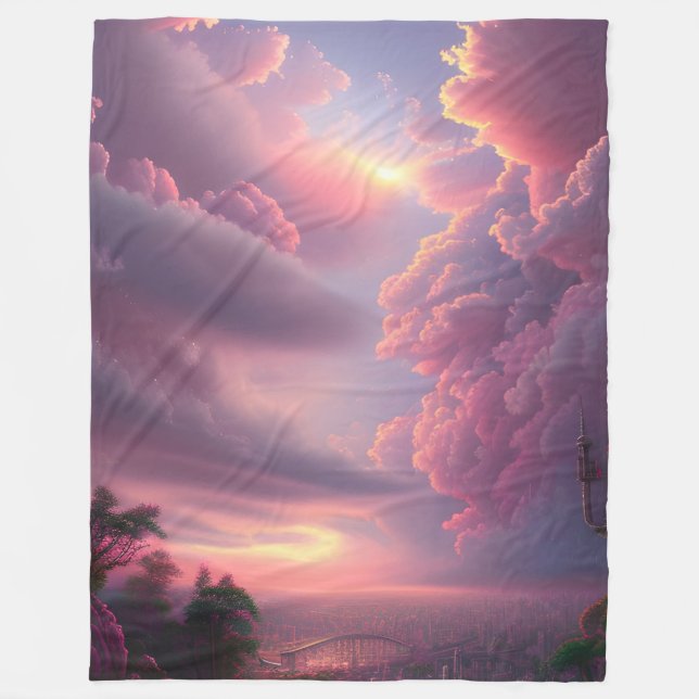 Epic Pink Summer Sky Fleecedecke (Vorderseite)