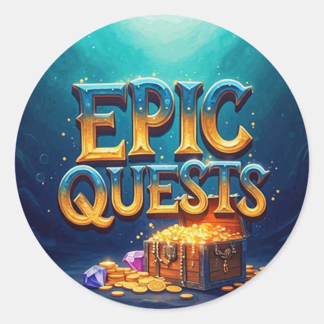 Epic Quests Runder Aufkleber (Vorderseite)