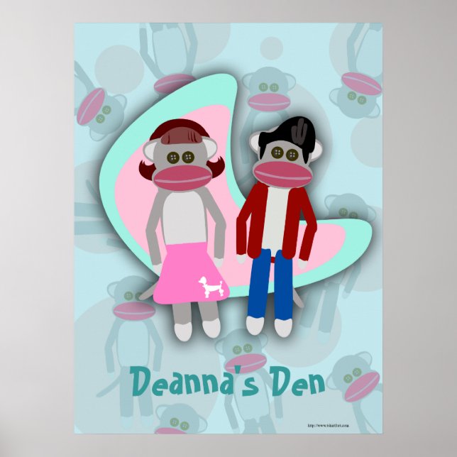 Epic Retro Sock Hop Affen Cartoon-Zeichen Poster (Vorne)