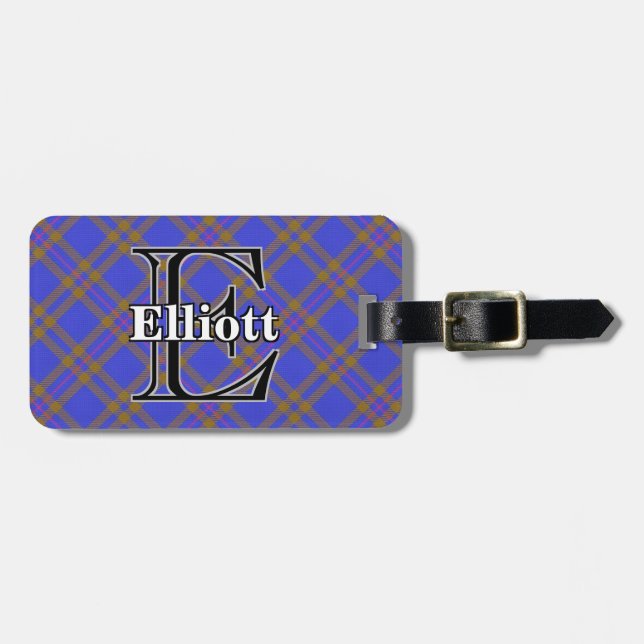 Epic Scotland Clan Elliot Elliott Tartan Gepäckanhänger (Vorderseite horizontal)
