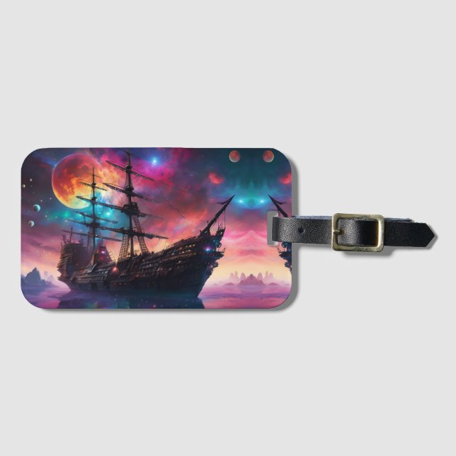 Epic Segelschiff Skies and Planets Gepäckanhänger (Vorderseite (Horizontal))
