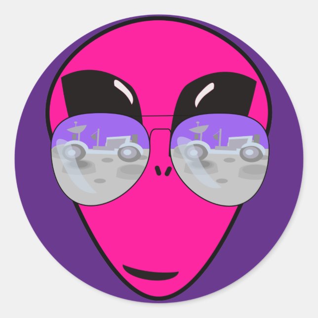 Epic Shades Alien Head Moon Tourist Fun Runder Aufkleber (Vorderseite)