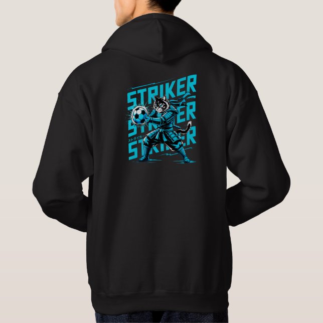 Epic Soccer Samurai Cat - Cool Gamer & Anime Fan  Hoodie (Rückseite)