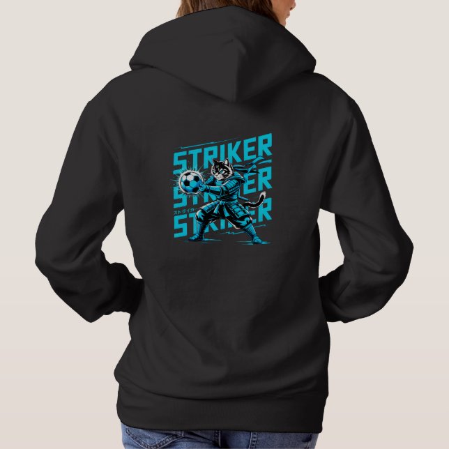Epic Soccer Samurai Cat - Cool Gamer & Anime Fan  Hoodie (Rückseite)
