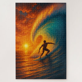 Epic Sunset Wave Surfer - Ocean Jigsaw Puzzle