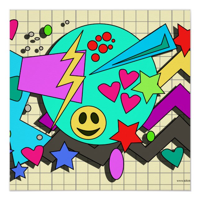 Epic Toon Neon Happy Vibes Flashback Art Poster (Vorderseite)