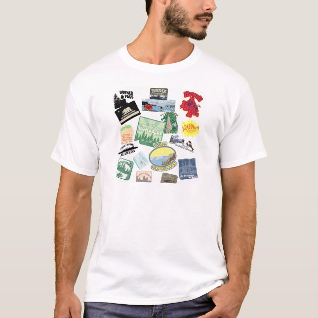 Epic Travel Logos Collage Design Tourist T-Shirt (Vorderseite)