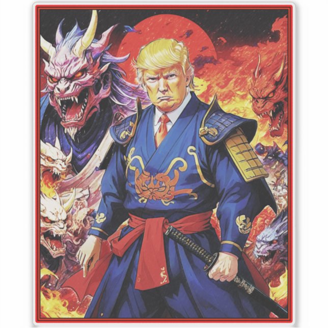 Epic Trump Samurai Anime Aufkleber (Vorderseite)