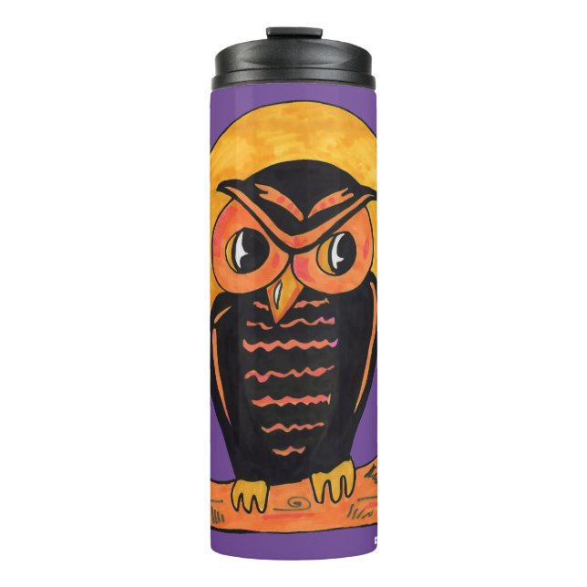 Epic Vintag Owl Halloween Cartoon Character Art Thermosbecher (Vorderseite)