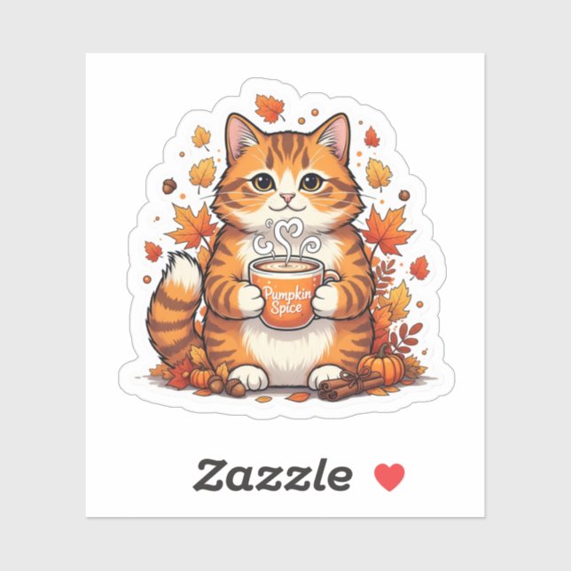 Épices citrouilles et chats - Automne Sticker pour (Feuille)