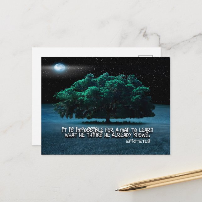 Epictetus Inspiration Zitat "Lernen" Postkarte (Vorderseite/Rückseite Beispiel)