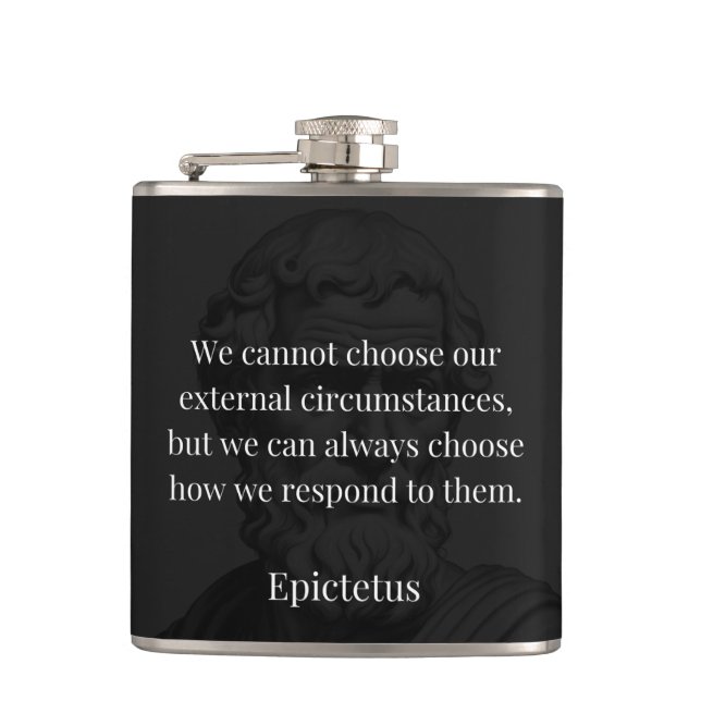 Epictetus Weisheit: Ermächtigung durch Reaktion Flachmann (Vorderseite)