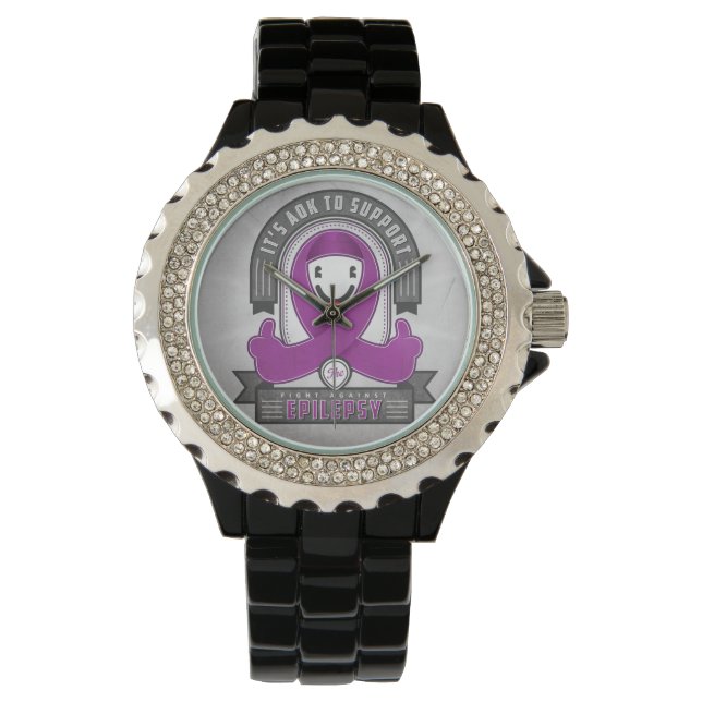 Epilepsie - AOK Retro Wohltätigkeit Ribbon - Sehen Armbanduhr (Vorderseite)
