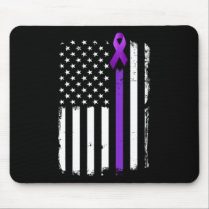 Epilepsie Awareness American Flag Lila Day Ribbon Mousepad