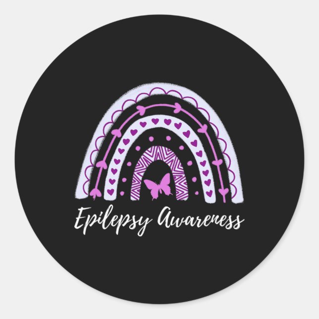 Epilepsie Awareness Boho Rainbow Runder Aufkleber (Vorderseite)
