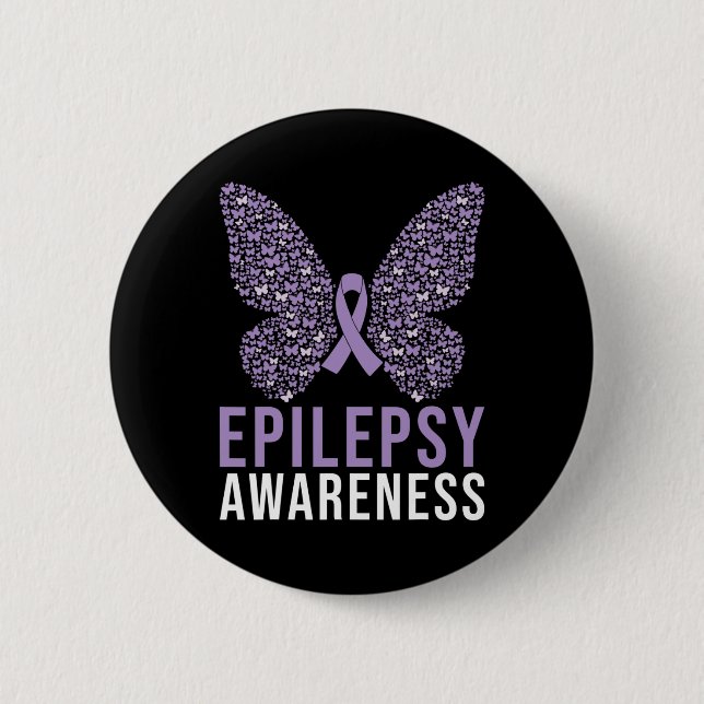 Epilepsie Awareness Butterfly Ribbon Button (Vorderseite)