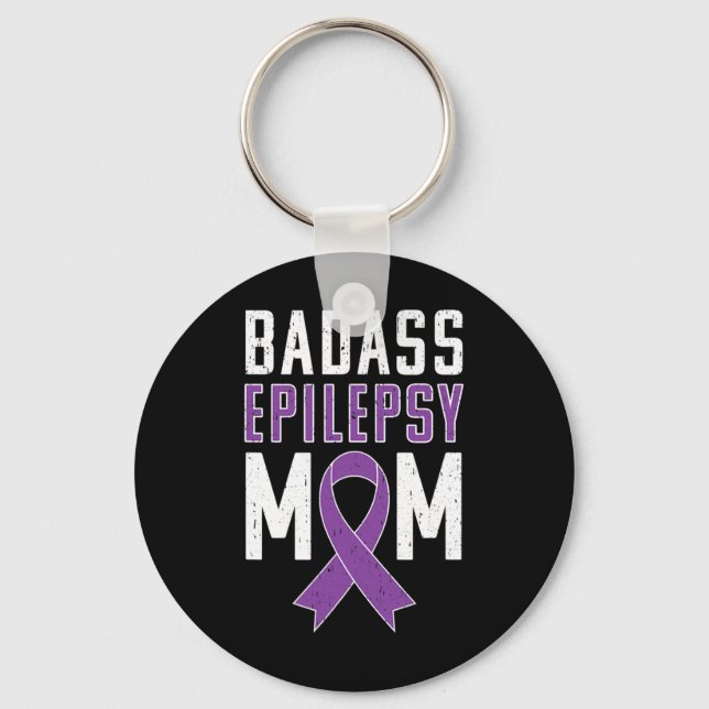 Epilepsie Awareness Byte Epilepsy Mama Lila Ribbon Schlüsselanhänger (Vorderseite)