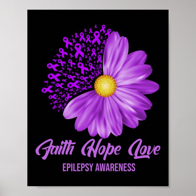 Epilepsie Awareness Faith Hope Liebe Blume Bloral Poster (Vorne)