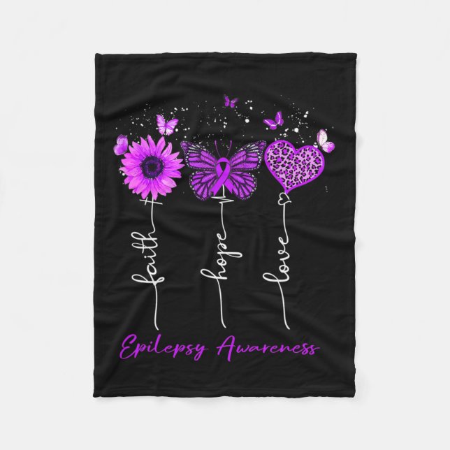 Epilepsie Awareness Faith Hope Liebe Leopard Sunfl Fleecedecke (Vorderseite)