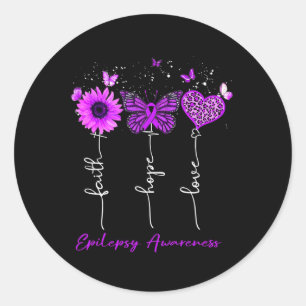 Epilepsie Awareness Faith Hope Liebe Leopard Sunfl Runder Aufkleber