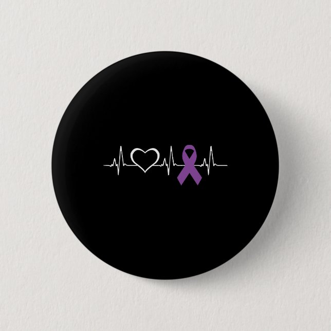 Epilepsie Awareness Herzbit Ribbon Button (Vorderseite)