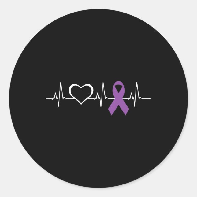 Epilepsie Awareness Herzbit Ribbon Runder Aufkleber (Vorderseite)