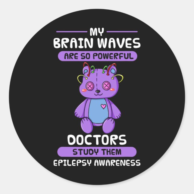 Epilepsie Awareness Lila Epileptic Brain Epilepsi Runder Aufkleber (Vorderseite)