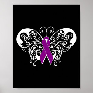 Epilepsie Awareness Lila Ribbon Butterfly 2 Poster