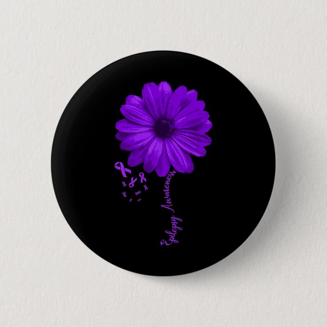 Epilepsie Awareness Lila Ribbon November Hübsch D Button (Vorderseite)