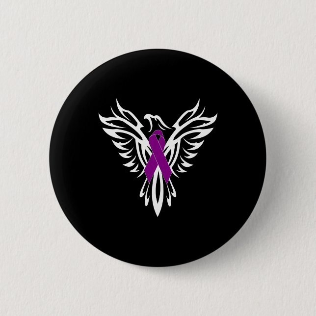 Epilepsie Awareness Lila Ribbon Phoenix Button (Vorderseite)