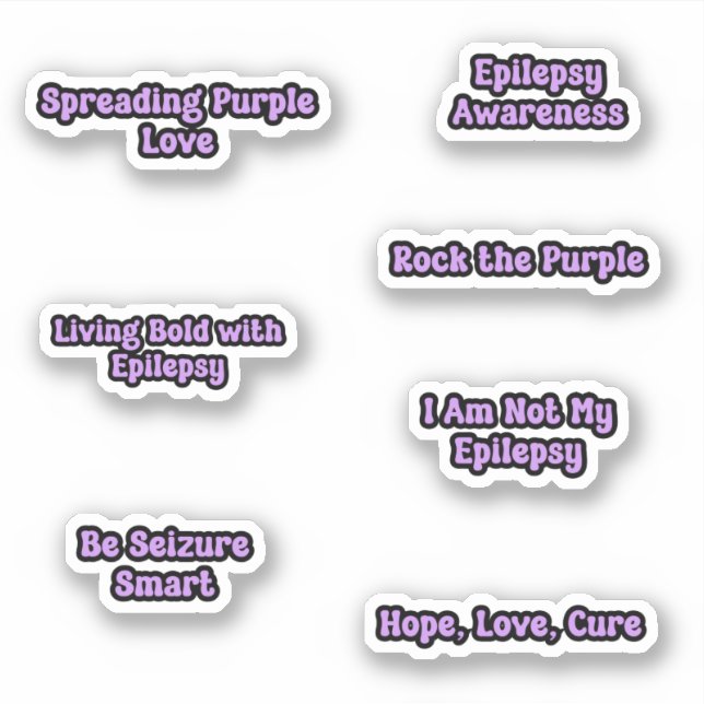 Epilepsie Awareness Lila Text Sticker Pack (Vorderseite)