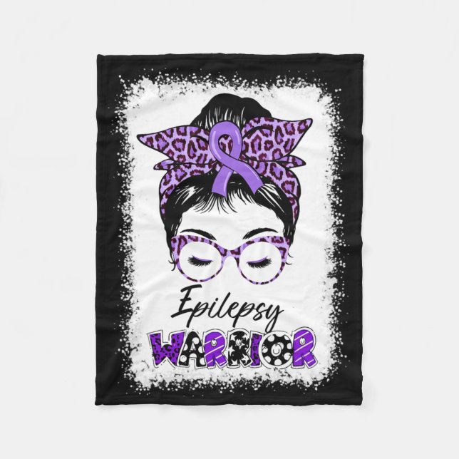 Epilepsie Awareness Messy Bun Warrior Leopard Bynd Fleecedecke (Vorderseite)