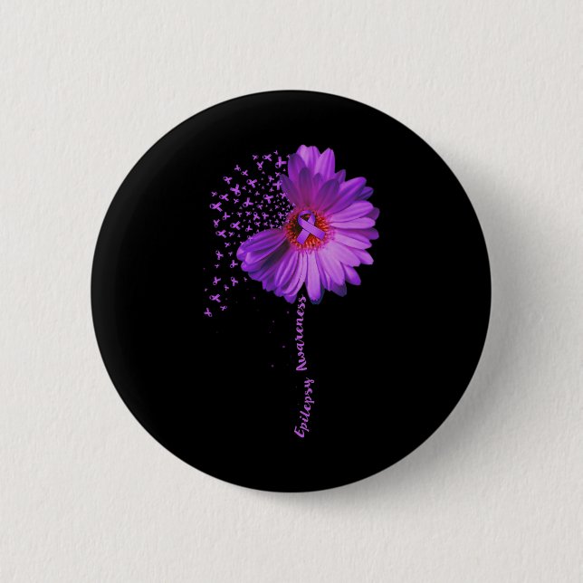 Epilepsie Awareness Sonnenblumen Ribbon Geschenk Button (Vorderseite)
