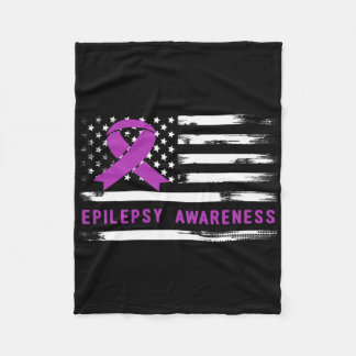 Epilepsie-Bewusstsein Amerikanische Flagge Lila Ba Fleecedecke
