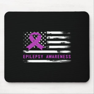 Epilepsie-Bewusstsein Amerikanische Flagge Lila Ba Mousepad