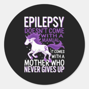 Epilepsie-Bewusstsein Einhorn Lila Band Anfalls D Runder Aufkleber