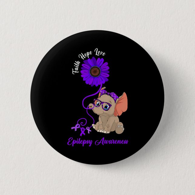 Epilepsie Bewusstsein Elephant Faith Hope Liebe Su Button (Vorderseite)