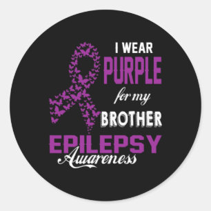 Epilepsie-Bewusstsein Ich Trage Lila Für Meinen Br Runder Aufkleber