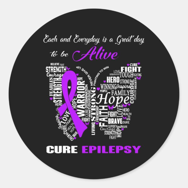 Epilepsie Bewusstsein Lila Schmetterlinge Runder Aufkleber (Vorderseite)