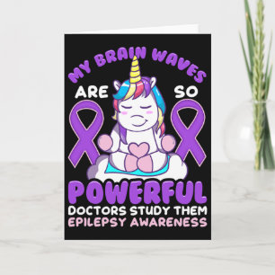 Epilepsie Bewusstsein Niedlich Unicorn Lila Ribbon Karte