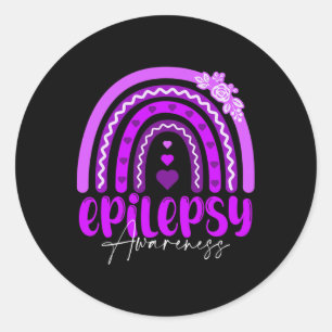 Epilepsie-Bewusstsein-Regenbogen Lila .co Runder Aufkleber